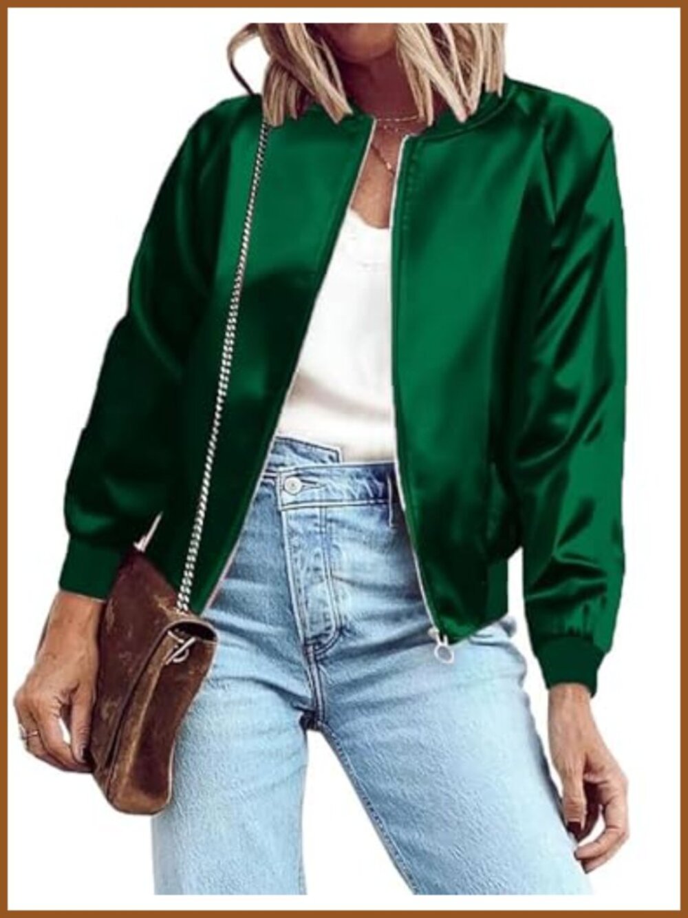 Lightweight Zip Up Bomber Jacket Polyester Casual Windbreaker